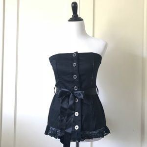 Forever 21 Button & Bow Corset with Lace